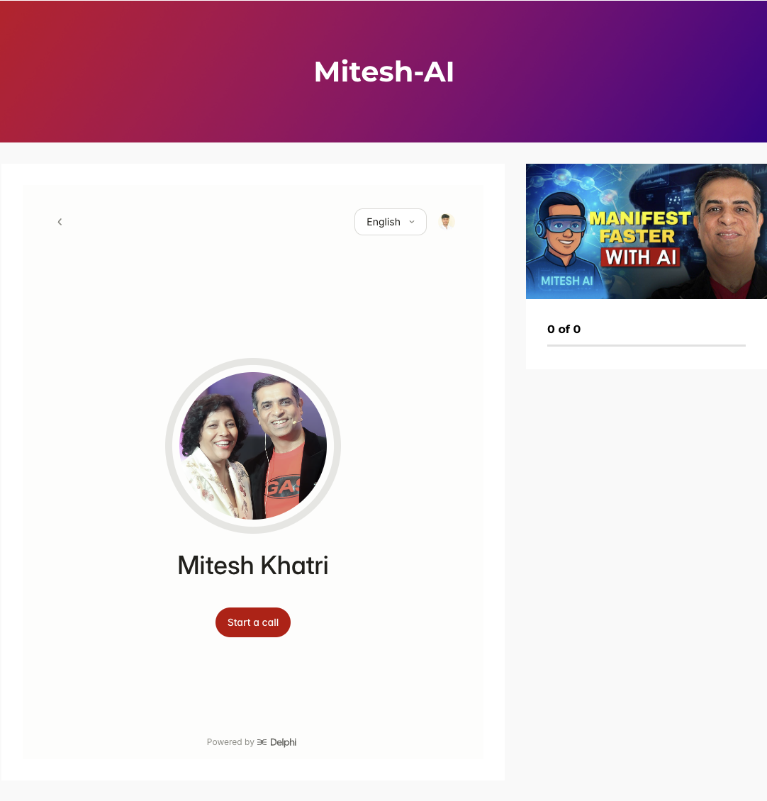 Mitesh-AI Call Feature Interface